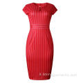 Women Stripe Dress Summer Business Abito a maniche corte